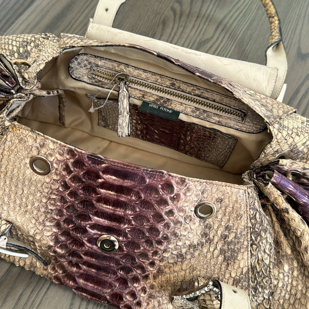 Albert Chloe Metallic Python Bag - image 8